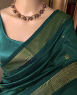 Load image into Gallery viewer, Maheswari Series : Kalyani Cotton Saree - Gold Zari : Deep Green
