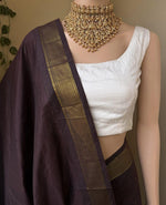 Load image into Gallery viewer, Maheswari Series : Kalyani Cotton Saree - Gold Zari : Dark Brown
