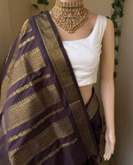 Load image into Gallery viewer, Maheswari Series : Kalyani Cotton Saree - Gold Zari : Dark Brown
