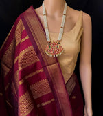 Load image into Gallery viewer, Maheswari Series : Kalyani Cotton Saree - Gold Zari : Deep Maroon
