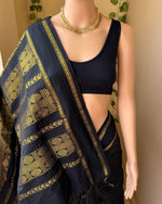 Load image into Gallery viewer, Rudracham Series : Kalyani Cotton Saree (checkered) - Gold Zari : Black
