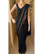 Load image into Gallery viewer, Rudracham Series : Kalyani Cotton Saree (checkered) - Gold Zari : Black
