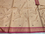Load image into Gallery viewer, Kanchi Cotton Saree x Thin Border : Cream x Sweet Pink

