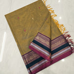 Load image into Gallery viewer, Kanchi Cotton Saree : Dark Olive x Purple
