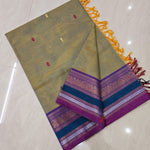 Load image into Gallery viewer, Kanchi Cotton Saree : Sage x Purple [Yellow Undertone]
