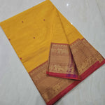 Load image into Gallery viewer, Kanchi Cotton Saree x Elephant &amp; Peacock Dual Border : Yellow x Sweet Pink
