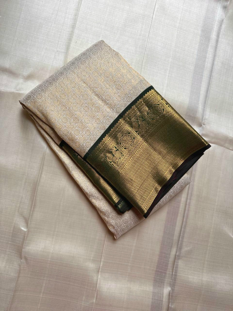 IVORY FOREST - Pure Kanjivaram Silk Saree with Gold Zari