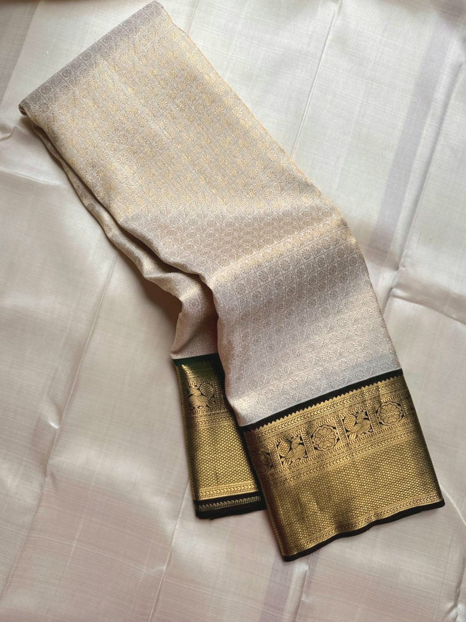 IVORY FOREST - Pure Kanjivaram Silk Saree with Gold Zari