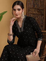 Load image into Gallery viewer, DAAKINI [L/40] - Semi-Flared Kurti Dress (Black)
