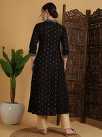 Load image into Gallery viewer, DAAKINI [L/40] - Semi-Flared Kurti Dress (Black)
