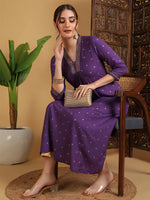Load image into Gallery viewer, DAAKINI [2XL/44] - Semi-Flared Kurti Dress (Purple)
