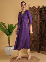 Load image into Gallery viewer, DAAKINI [2XL/44] - Semi-Flared Kurti Dress (Purple)

