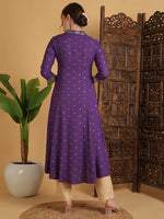 Load image into Gallery viewer, DAAKINI [2XL/44] - Semi-Flared Kurti Dress (Purple)
