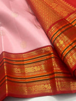Load image into Gallery viewer, ROSEATE GLOW - Pure Kanjivaram Silk Saree with Gold Zari
