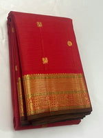Load image into Gallery viewer, VERMILION RADIANCE - Pure Kanjivaram Silk Saree with Gold Zari
