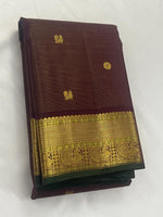 Load image into Gallery viewer, MAHOGANY HERITAGE - Pure Kanjivaram Silk Saree with Gold Zari
