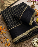 Load image into Gallery viewer, Checkered Viscose Georgette Saree : Black
