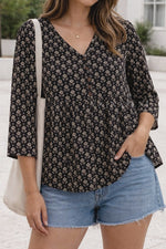 Load image into Gallery viewer, KESHAVI [3XL/46] - Kurti Short Top (Black)
