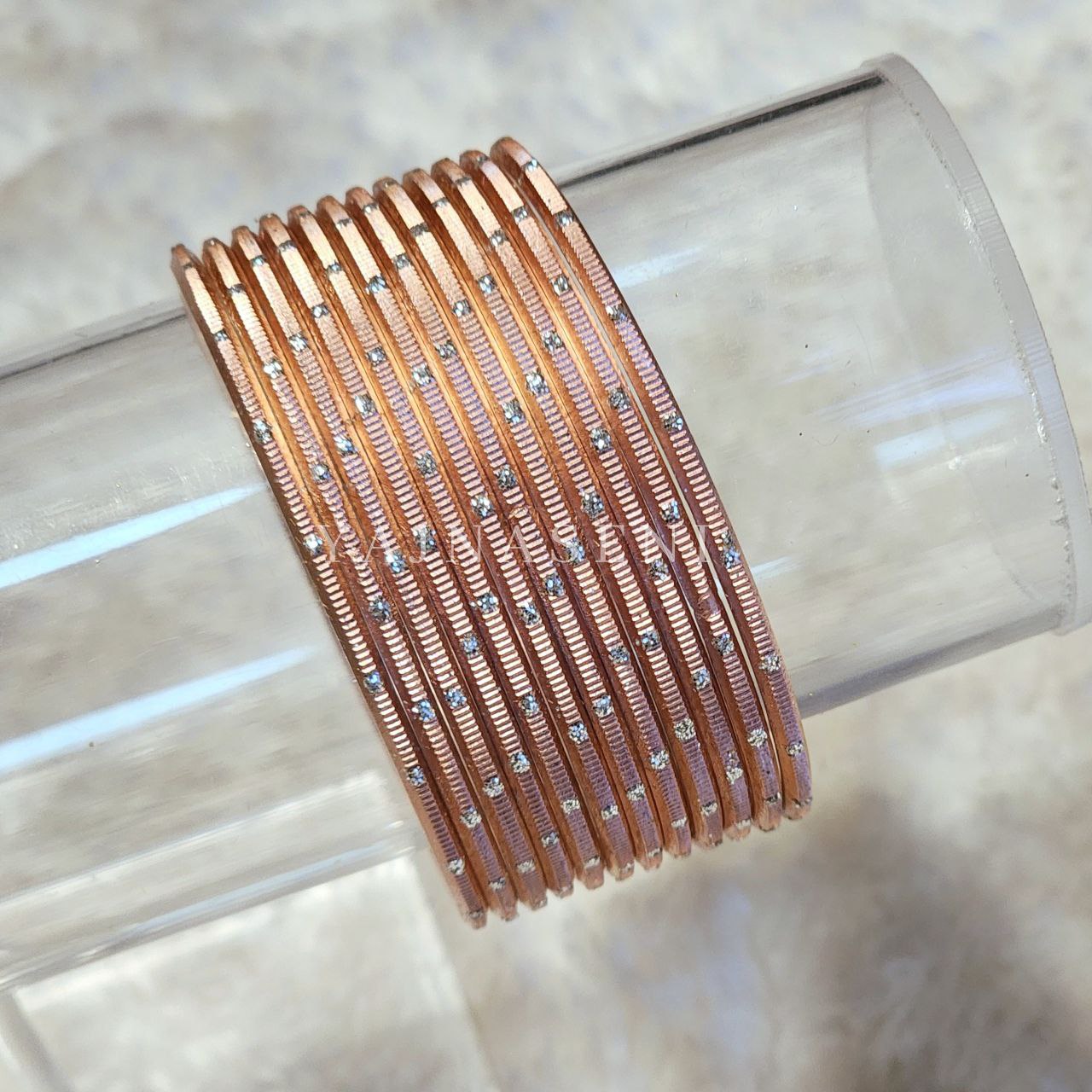 Metallic x Silver Dot Bangles - Rosegold