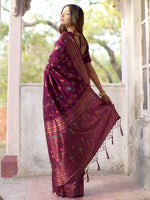 Load image into Gallery viewer, Blended Banarasi Silk Saree : Wine
