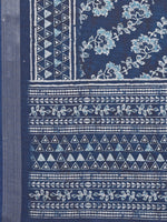 Load image into Gallery viewer, Block Print x Linen Saree : Dark Blue x Blue Floral
