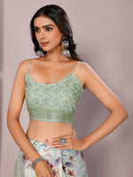 Load image into Gallery viewer, Printed Linen Saree : Pastel Olive
