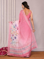 Load image into Gallery viewer, Printed Linen Saree : Bubblegum Pink
