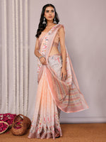 Load image into Gallery viewer, Printed Linen Saree : Pastel Tan
