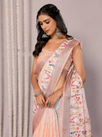 Load image into Gallery viewer, Printed Linen Saree : Pastel Tan
