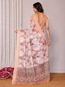 Printed Linen Saree : Autumn Hues