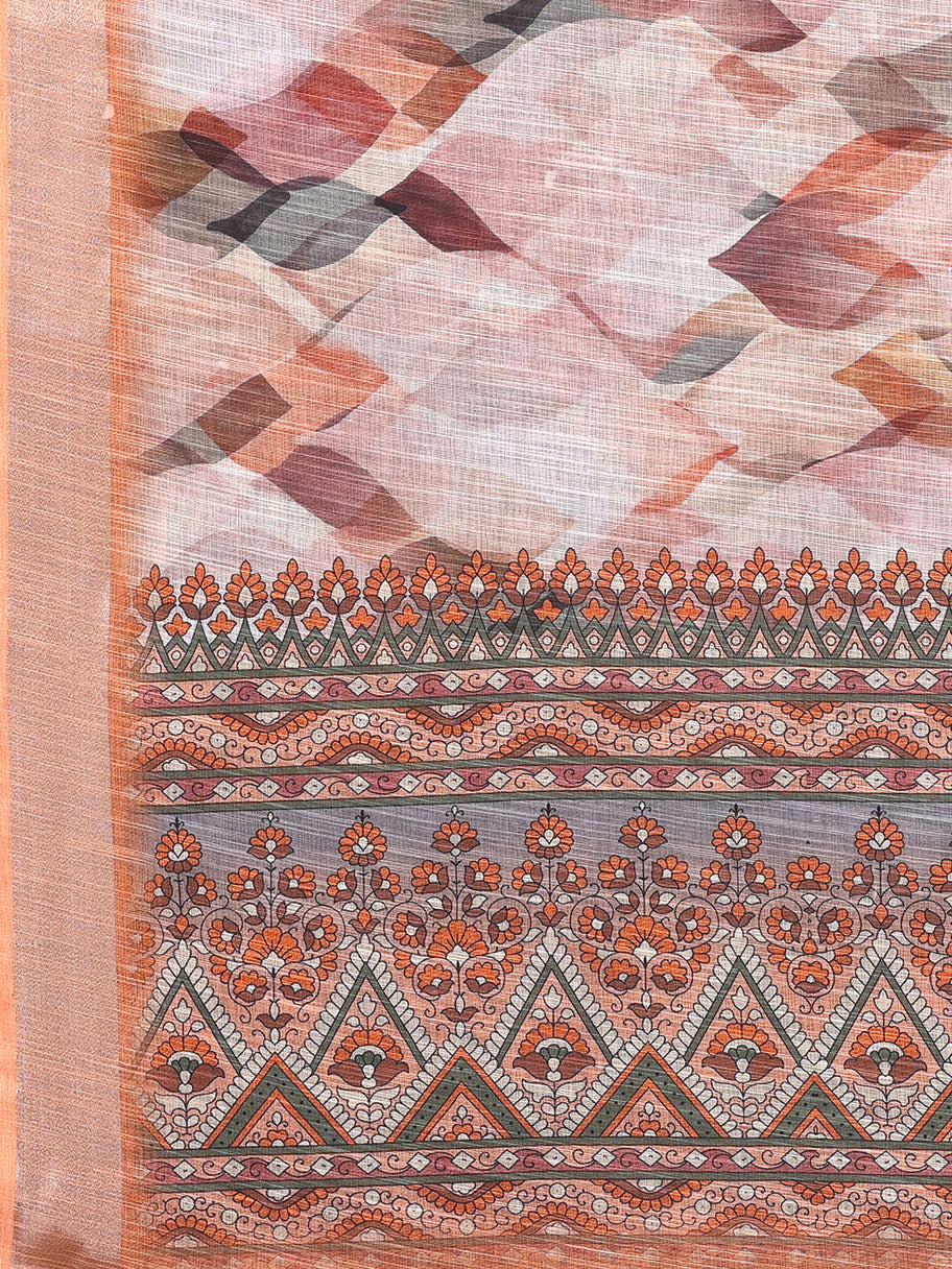 Printed Linen Saree : Autumn Hues