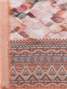 Printed Linen Saree : Autumn Hues