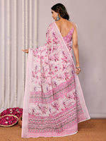 Load image into Gallery viewer, Printed Linen Saree : Cherry Blossom Pink
