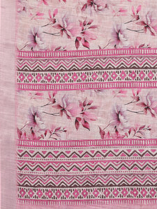 Printed Linen Saree : Cherry Blossom Pink