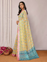 Load image into Gallery viewer, Printed Linen Saree : Yellow x Pink

