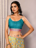 Load image into Gallery viewer, Printed Linen Saree : Yellow x Pink
