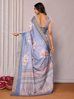 Load image into Gallery viewer, Chanderi Silk Saree : Blue Grey

