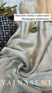 Tissue x Satin Saree - Champagne