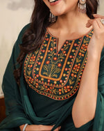 Load image into Gallery viewer, BHUVA [S / 36] - Straight cut embroidered kurti set
