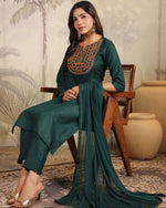 Load image into Gallery viewer, BHUVA [XL / 42] - Straight cut embroidered kurti set
