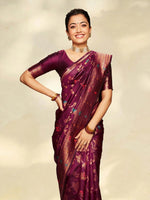 Load image into Gallery viewer, Blended Banarasi Silk Saree : Wine
