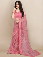 Load image into Gallery viewer, Embroidered Net Saree - Pink
