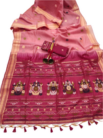 Load image into Gallery viewer, Cotton Silk Saree X Darker Shade Pallu : Rose Pink x Dark Pink
