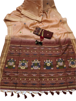 Load image into Gallery viewer, Cotton Silk Saree X Darker Shade Pallu : Peach x Brown
