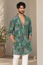Load image into Gallery viewer, SHAHID [L/40] - Men Mid Length Kurta Top
