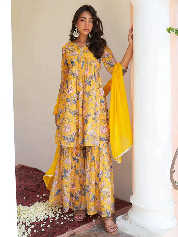 NEHA [S / 36 - M / 38] - Babydoll Kurti with Sharara set