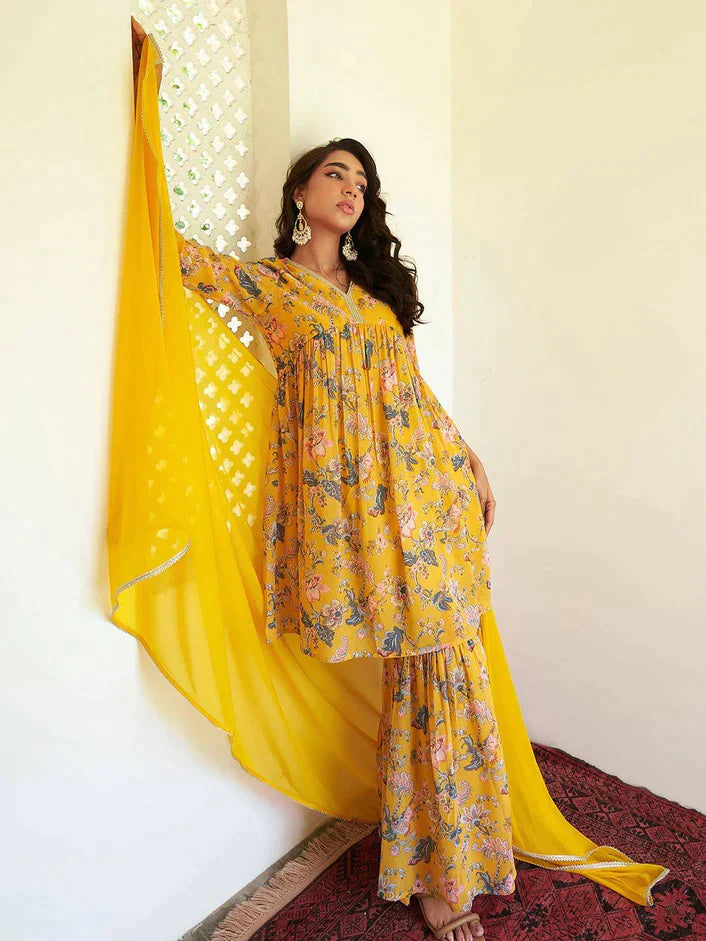 NEHA [S / 36 - M / 38] - Babydoll Kurti with Sharara set