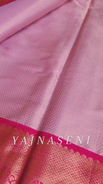 Load and play video in Gallery viewer, Brocade tissue semi silk saree : Lilac x Hot Pink
