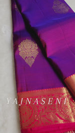 Load and play video in Gallery viewer, Sweet Violet - Pure Kanjivaram Silk Saree with Gold Zari
