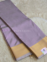 Load image into Gallery viewer, Minimalist Semi Silk Saree x Gold Zari - Lilac Grey
